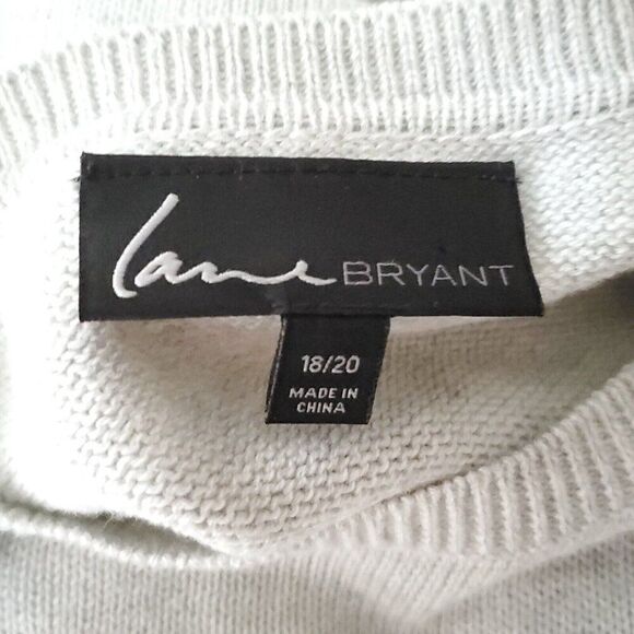 Lane Bryant Sweater 18 20 Bling Jeweled Embellished Beaded Gray Cotton Blend - Picture 5 of 7
